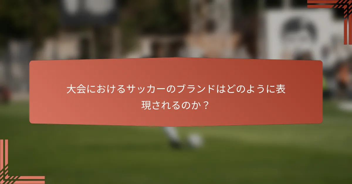 大会におけるサッカーのブランドはどのように表現されるのか？