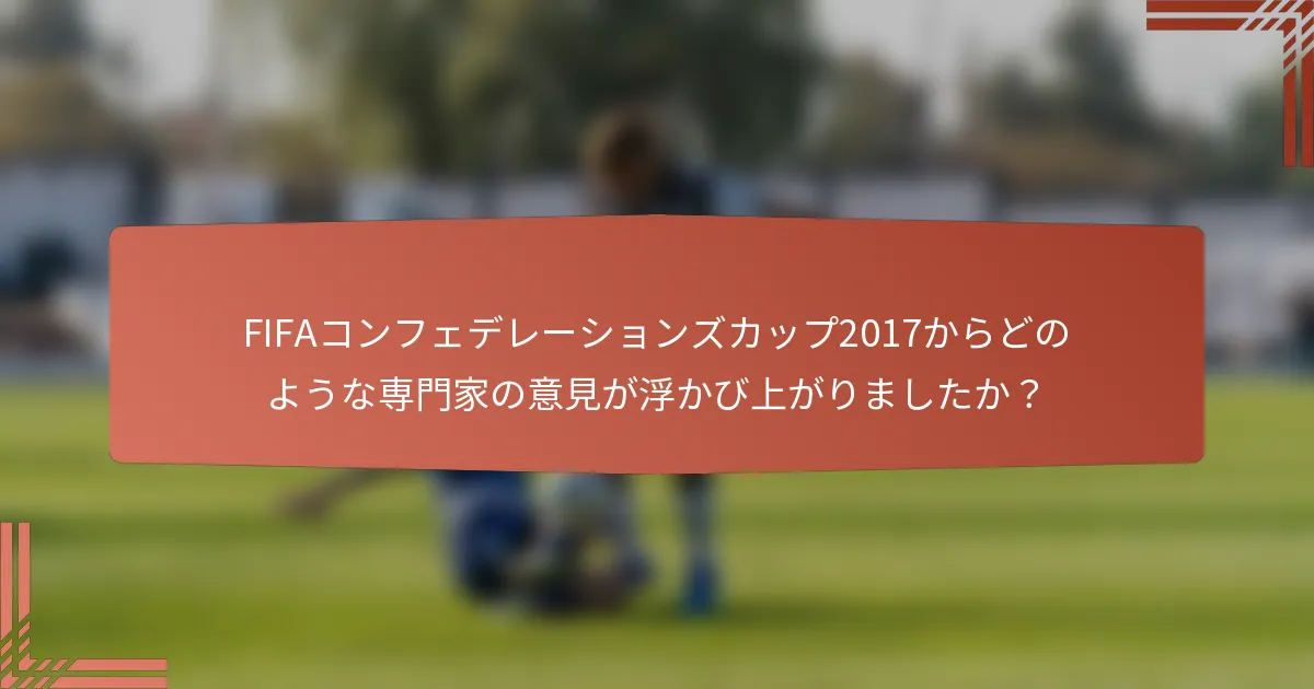 FIFAコンフェデレーションズカップ2017からどのような専門家の意見が浮かび上がりましたか？